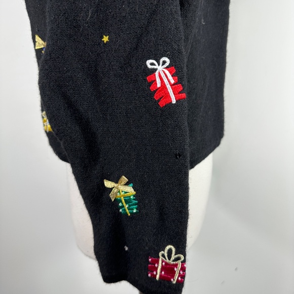 New Karen Scott Sport Boiled Wool Christmas Holiday Cardigan Knit Sz Petite L - Picture 8 of 15